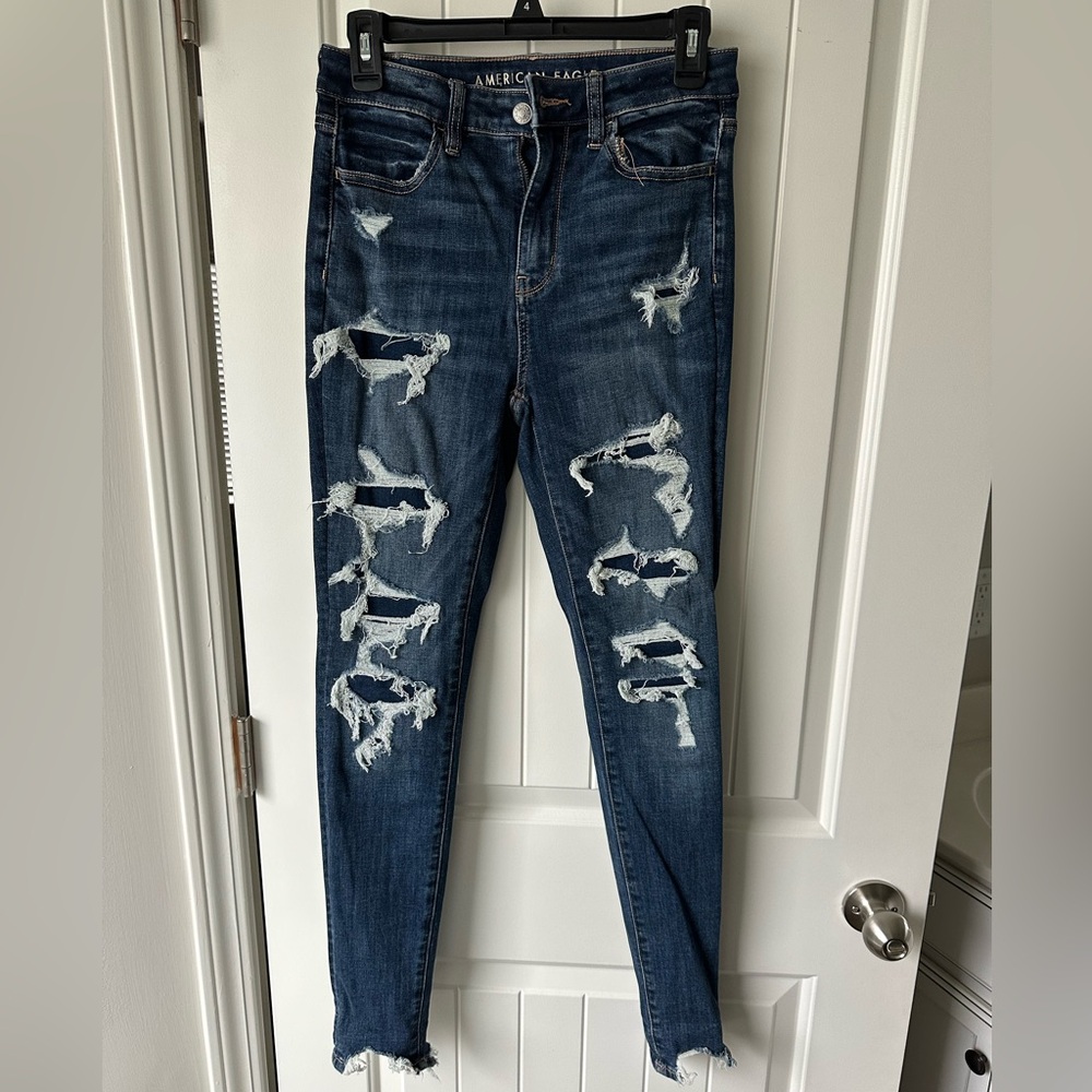 American Eagle Outfitters Ripped Dark Blue Skinny Jeans